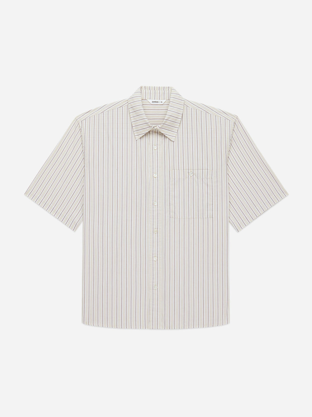 3sixteen Short Sleeve Commuter Shirt in Tan Stripe : Homme Essentials