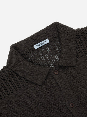 Short Sleeve Knit Shirt in Umber De Stijl