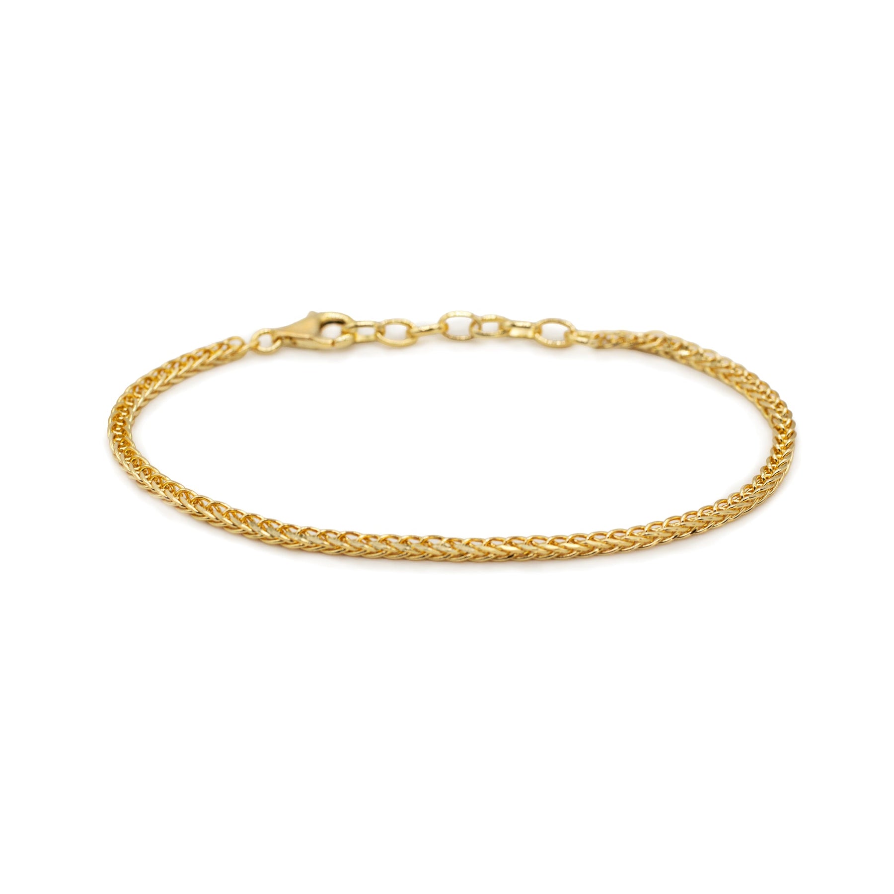 Gold 2.6mm Square Spiga Bracelet