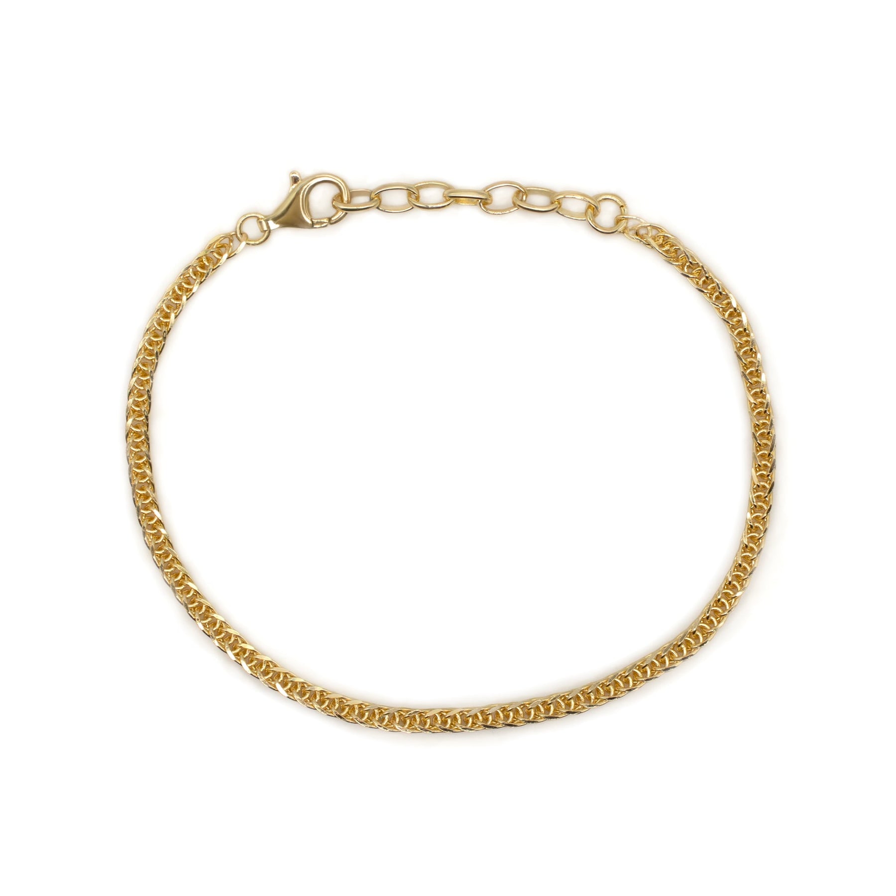 Gold 2.6mm Square Spiga Bracelet