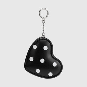 Puffy Heart Polka Dot Coin Purse Charm in Black