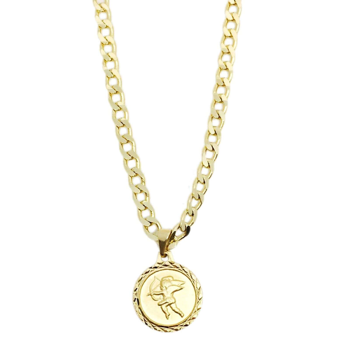 Curb Chain Cupid Necklace in 18k Gold Fill