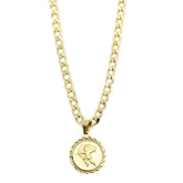 Curb Chain Cupid Necklace in 18k Gold Fill