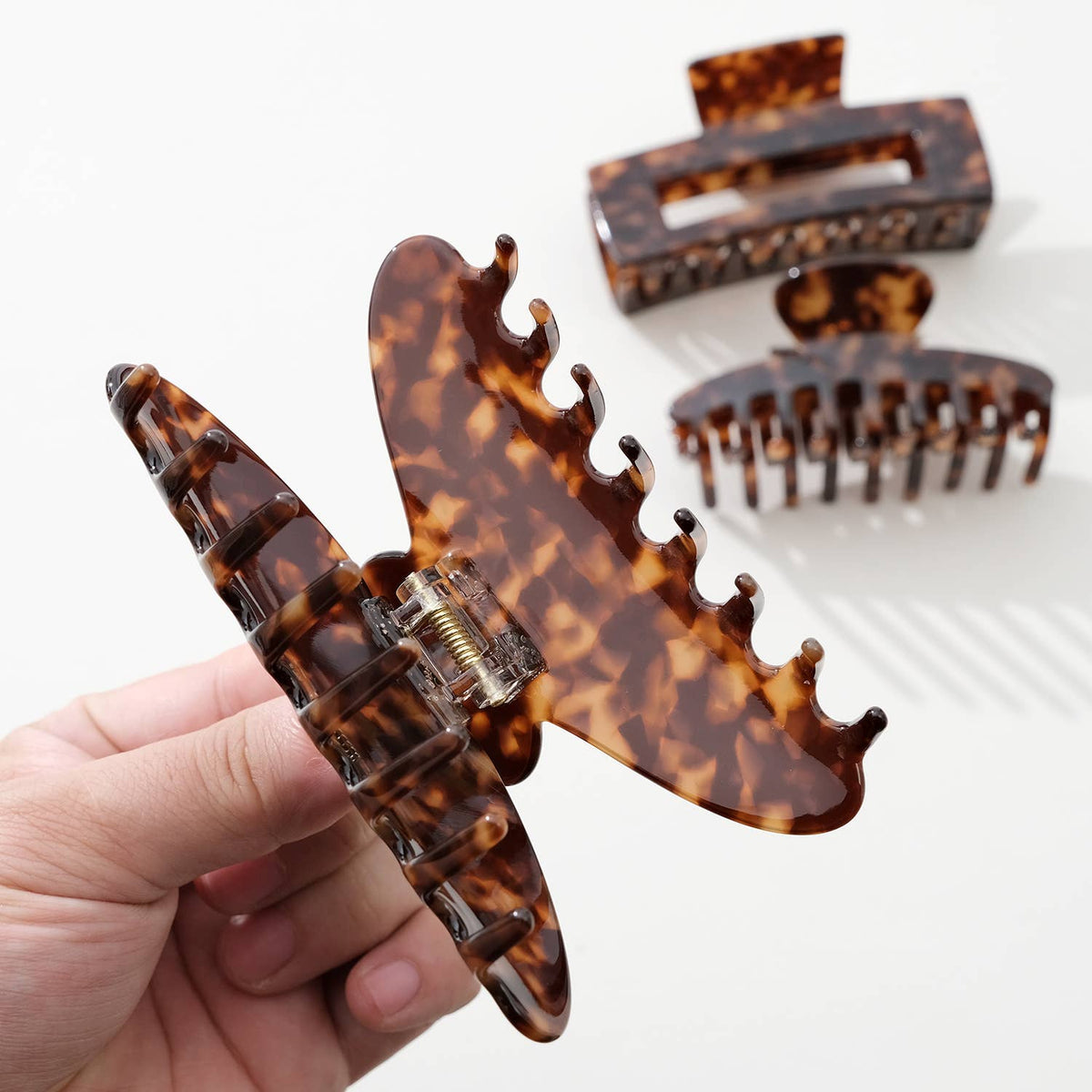 Large Deep Tortoise Rounded Claw Clip