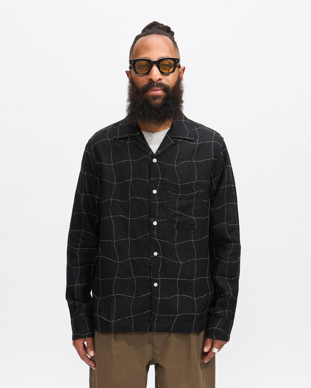 3sixteen Loop Collar Shirt in Drunk Chess| Homme Essentials
