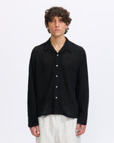 3sixteen Loop Collar Shirt in Black Mesh Homme Essentials 