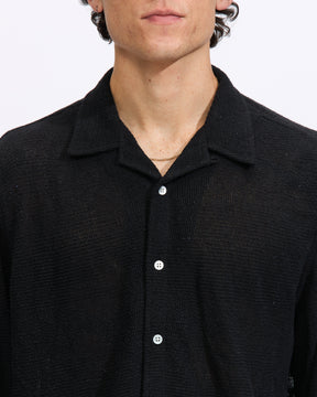 3sixteen Loop Collar Shirt in Black Mesh Homme Essentials 