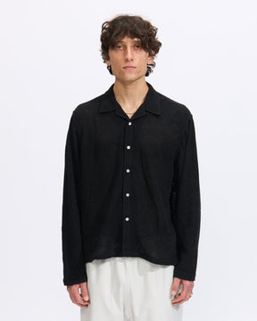 3sixteen Loop Collar Shirt in Black Mesh Homme Essentials 