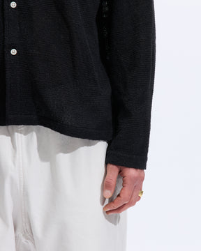 3sixteen Loop Collar Shirt in Black Mesh Homme Essentials 