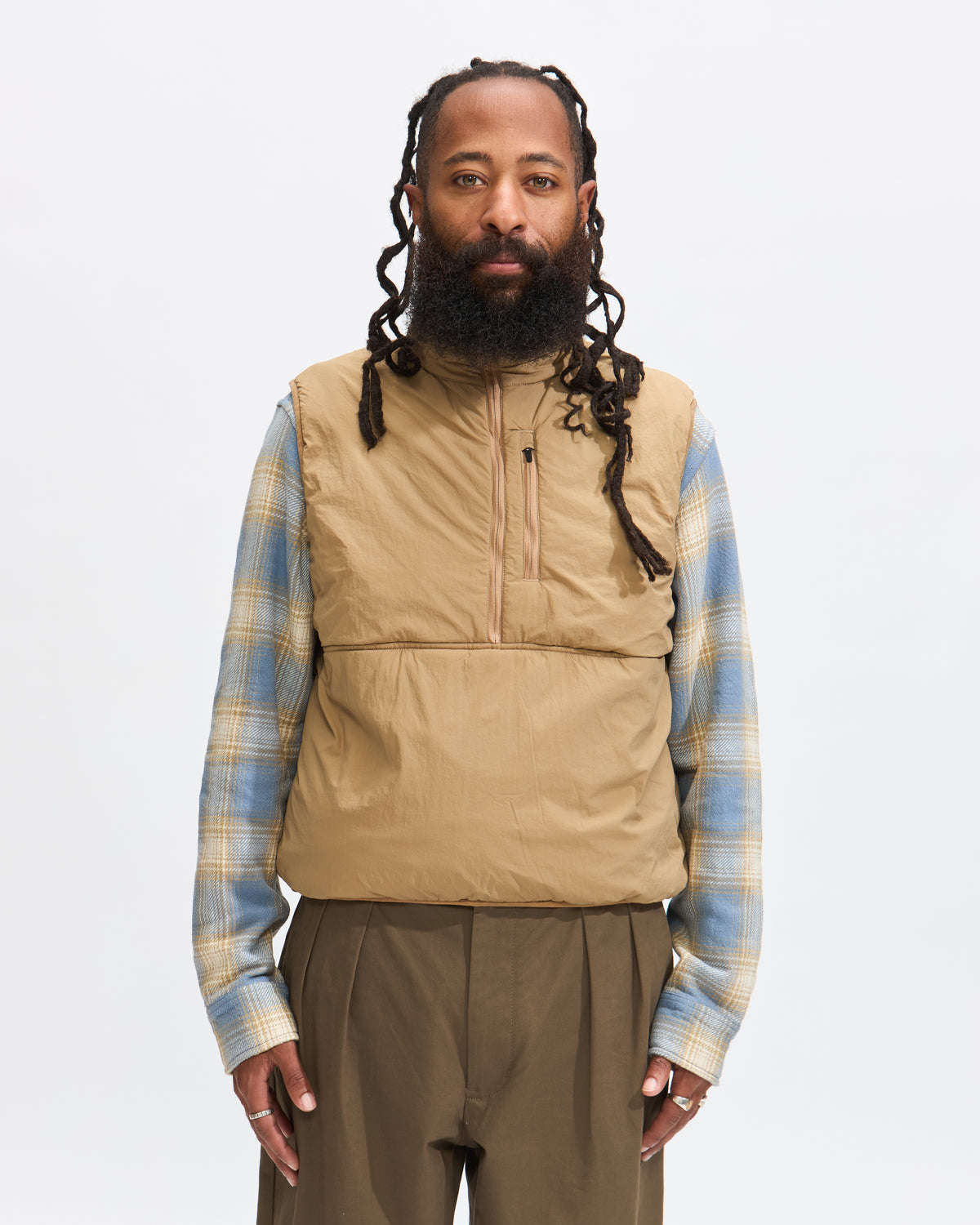 3sixteen Puff Vest in Safari Nylon Homme Essentials