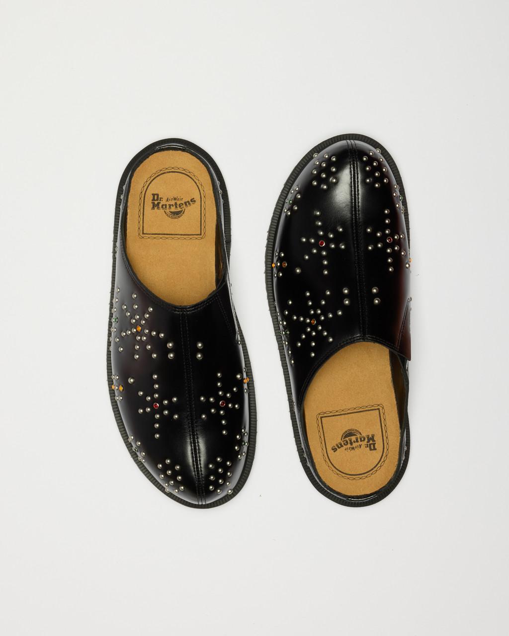 San Studded Leather Mule in Black Analine