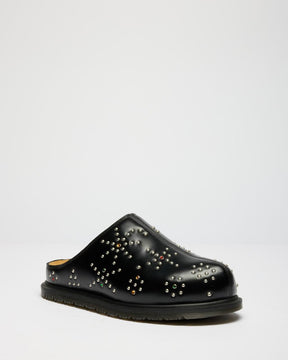 San Studded Leather Mule in Black Analine