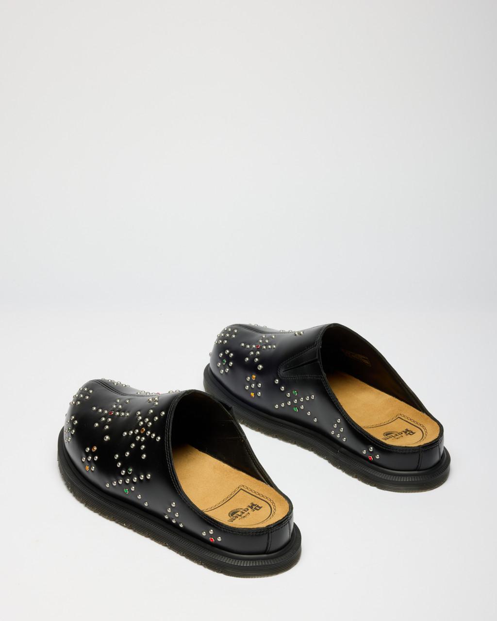 San Studded Leather Mule in Black Analine