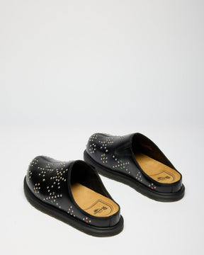 San Studded Leather Mule in Black Analine