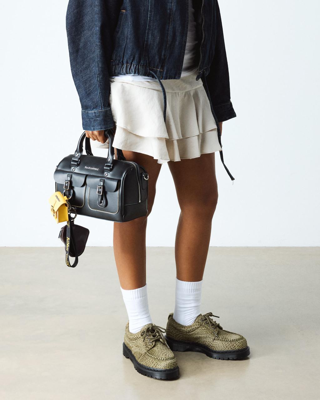 Lowell Moc Toe Shoes in Pebble Emboss Hair On Olive Green