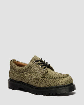 Lowell Moc Toe Shoes in Pebble Emboss Hair On Olive Green