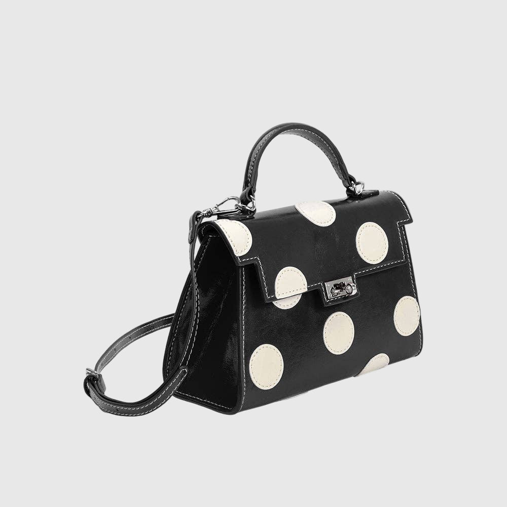 Maisel Black Recycled Vegan Polka Dot Top Handle Bag