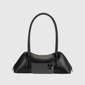 Dakota Recycled Vegan Leather Shoulder Bag in Black
