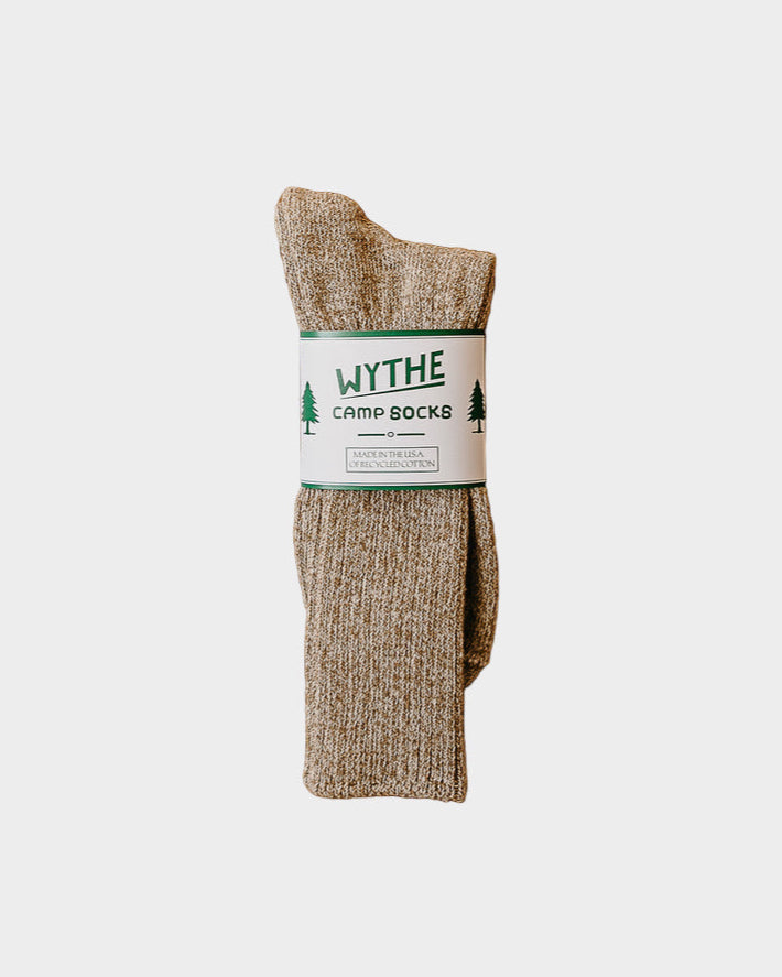 Recycled Cotton Camp Socks in Camp Khaki Melange