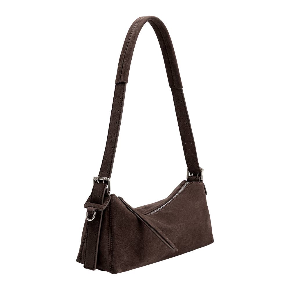 Valeria Chocolate Recycled Vegan Suede Shoulder Bag