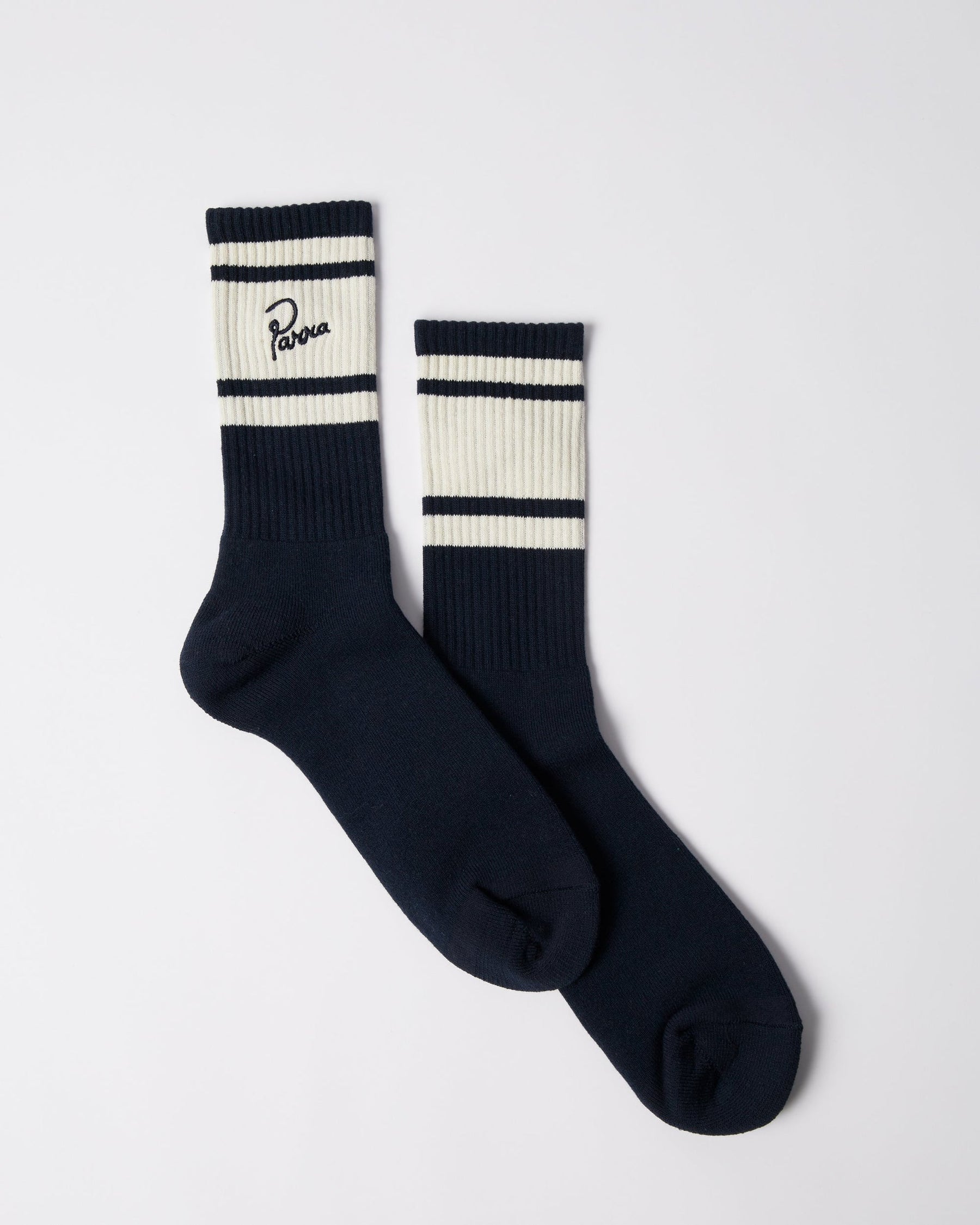 Signature Striped Crew Socks in Navy