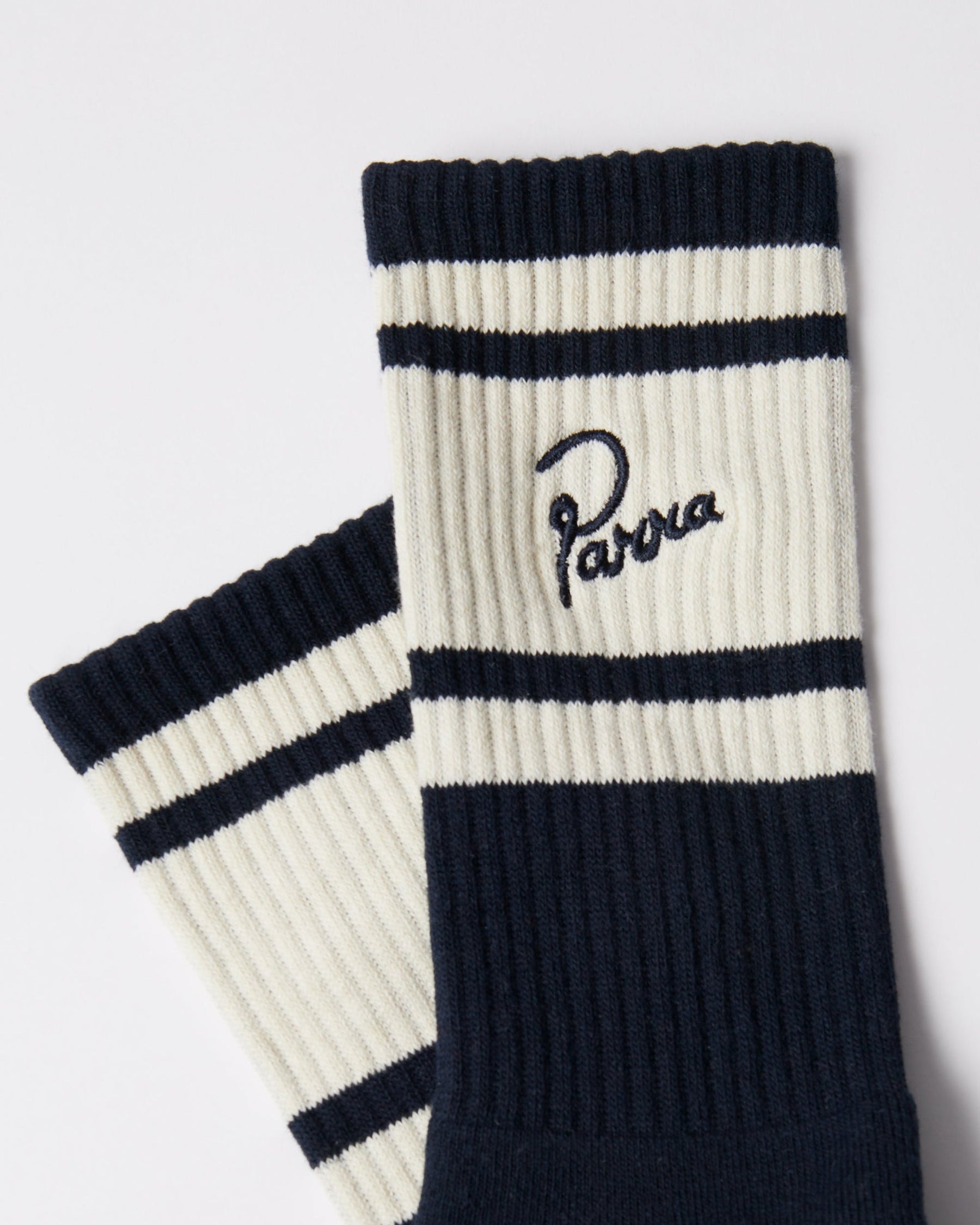 Signature Striped Crew Socks in Navy