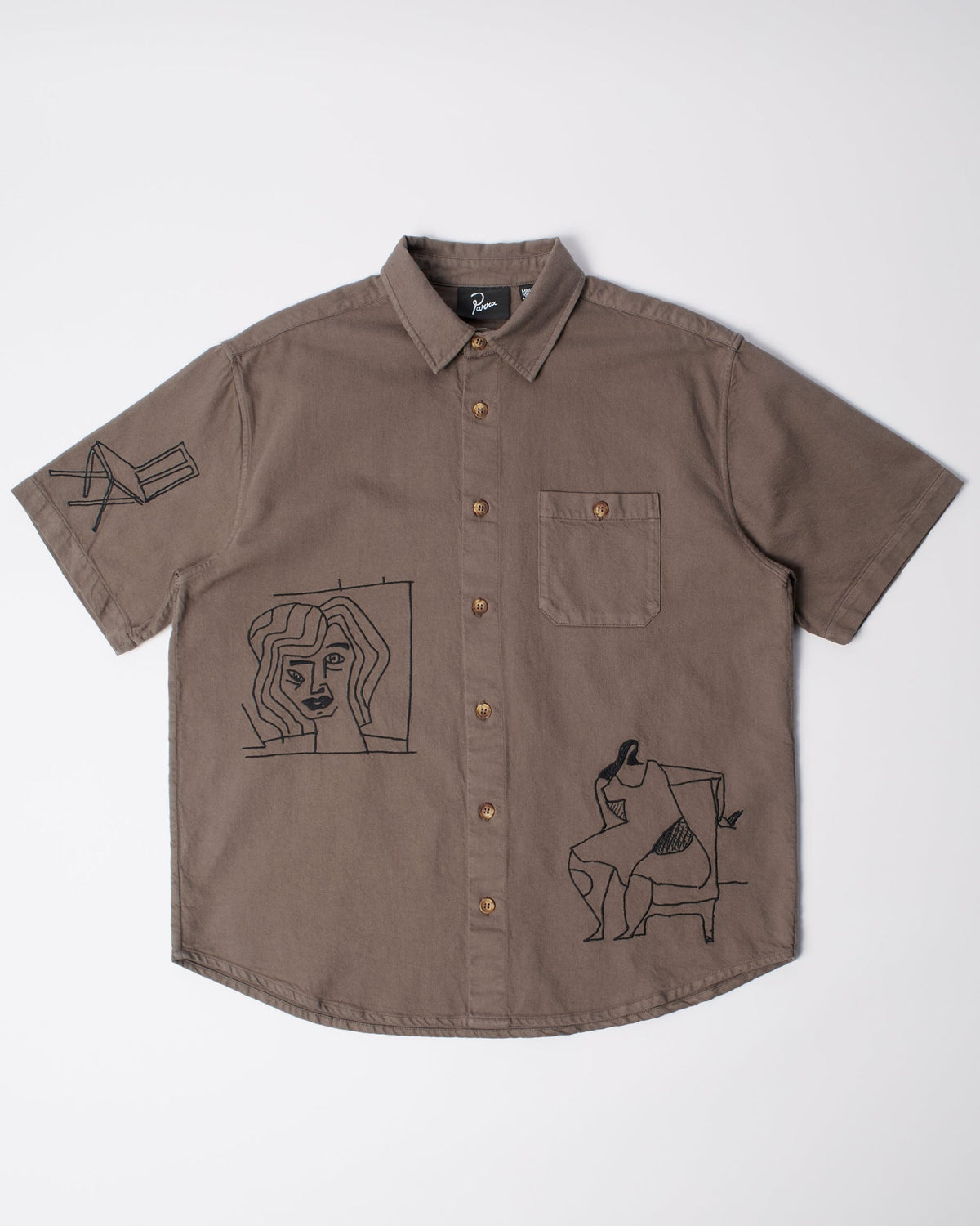 Crooked Face Short Sleeve Shirt in Brown