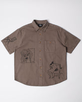 Crooked Face Short Sleeve Shirt in Brown