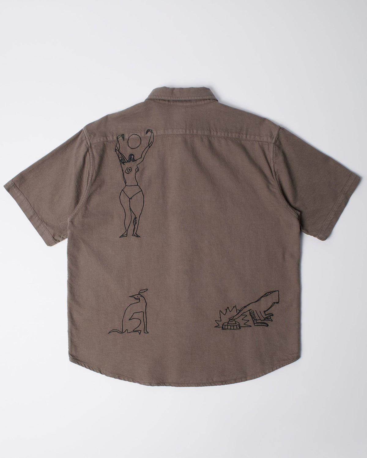 Crooked Face Short Sleeve Shirt in Brown
