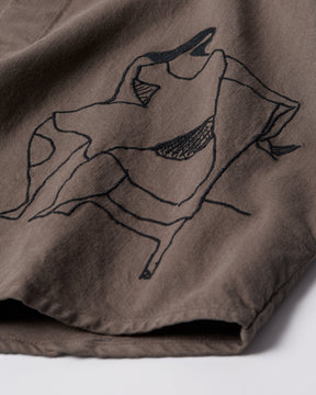 Crooked Face Short Sleeve Shirt in Brown