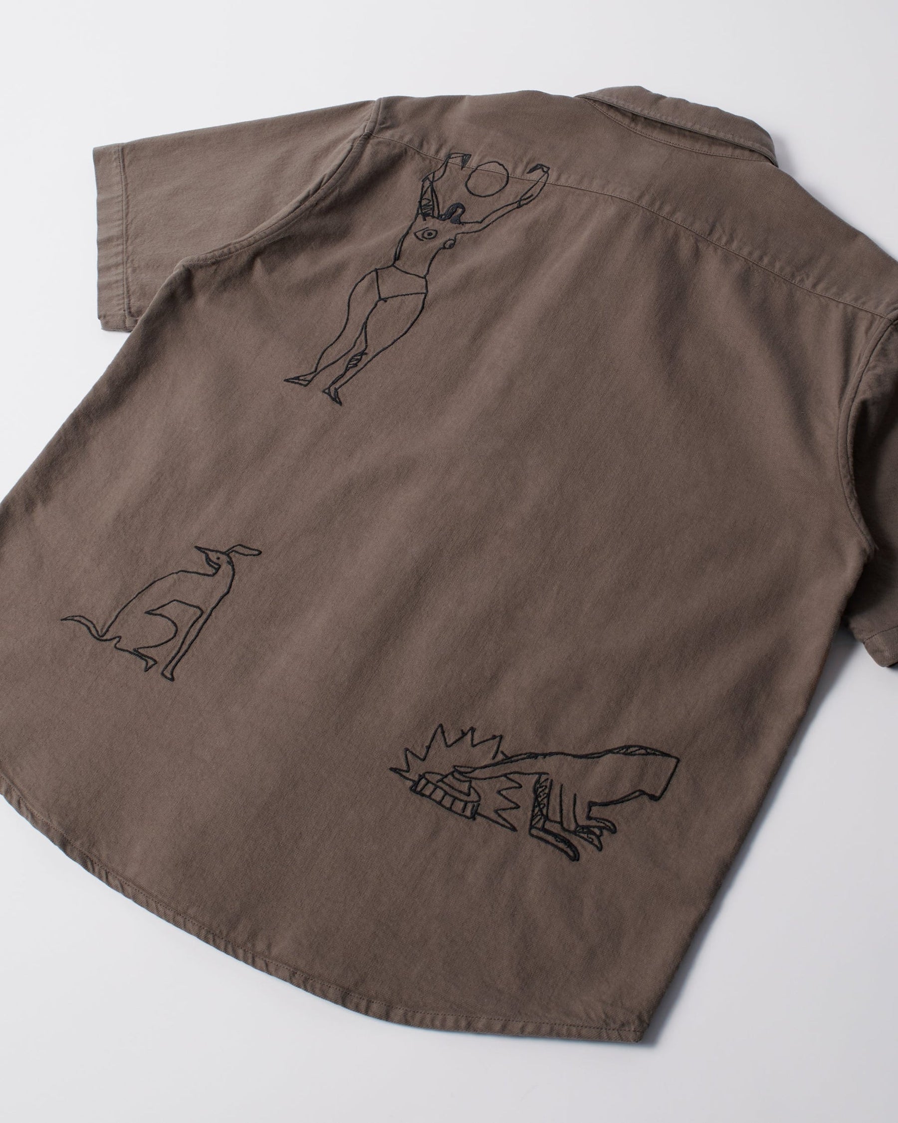 Crooked Face Short Sleeve Shirt in Brown