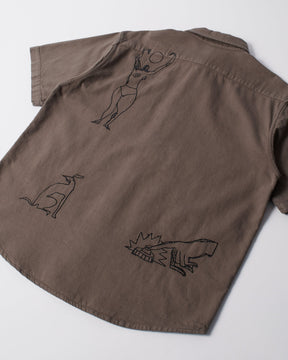 Crooked Face Short Sleeve Shirt in Brown