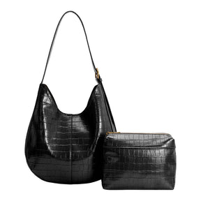 Stefanie Black Recycled Vegan Leather Shoulder Bag
