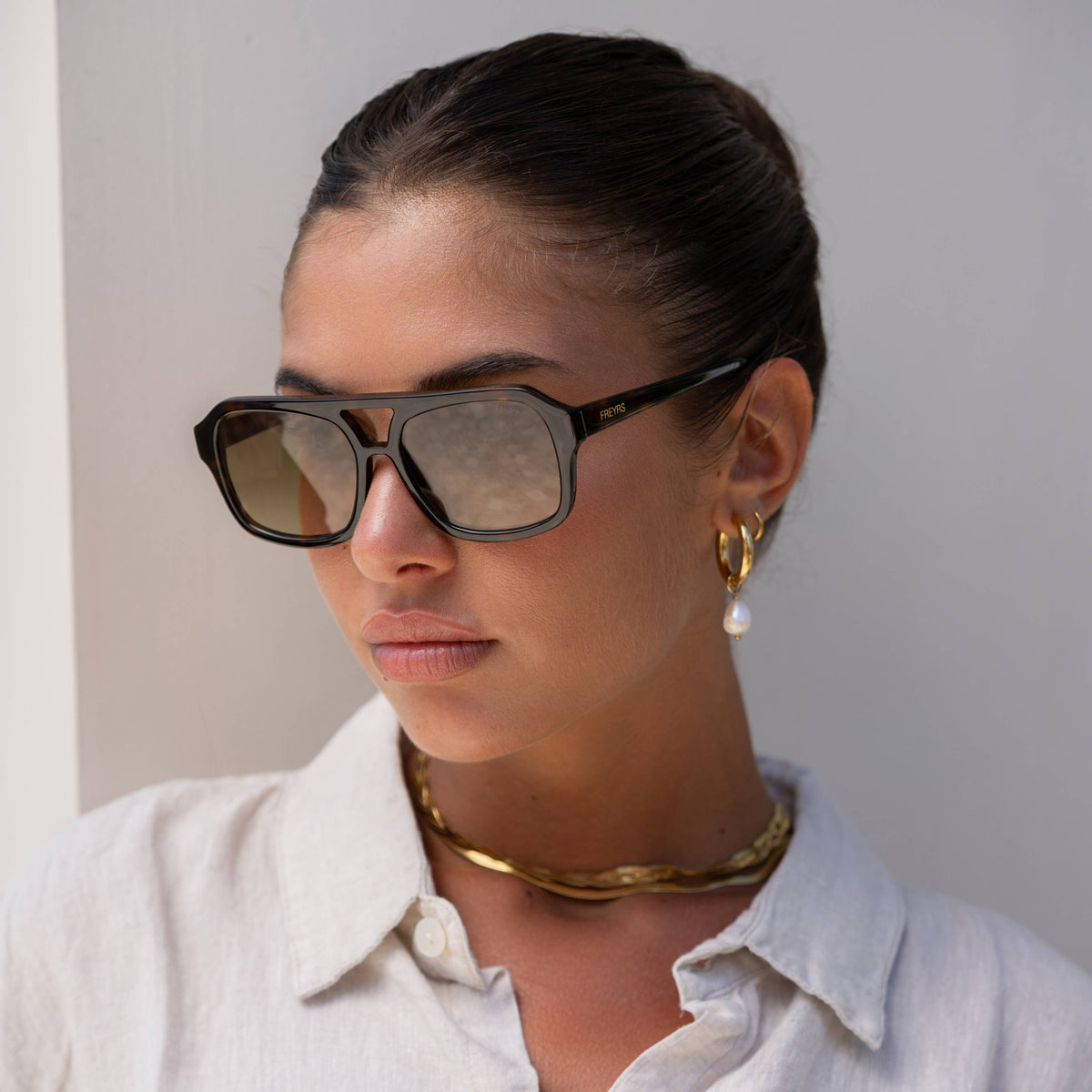 Havana Acetate Aviator Sunglasses in Dark Tortoise