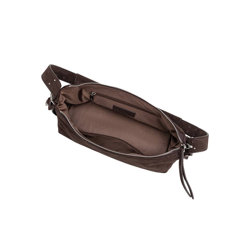 Valeria Chocolate Recycled Vegan Suede Shoulder Bag
