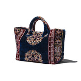 Polyester Cotton Rug Fabric Bag in Navy Blue