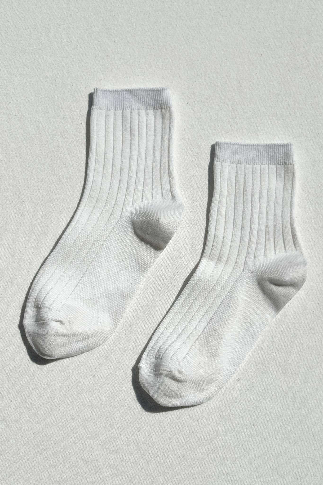Her Socks - Mercerized Combed Cotton Rib in Classic White