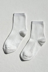 Her Socks - Mercerized Combed Cotton Rib in Classic White