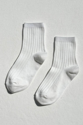 Her Socks - Mercerized Combed Cotton Rib in Classic White