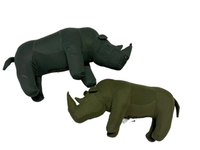 Vintage Fabric Rhinoceros Stuffed Animal in Olive