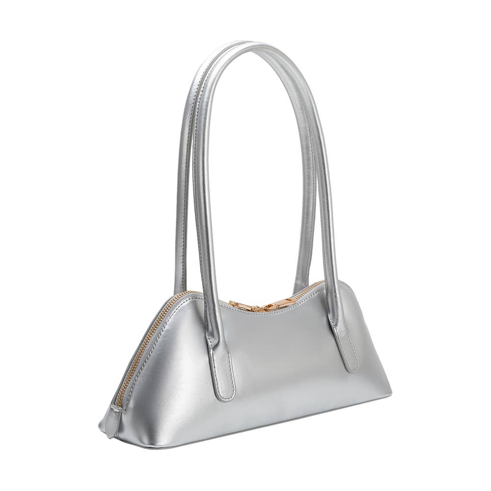 Dakota Silver Recycled Vegan Leather Shoulder Bag