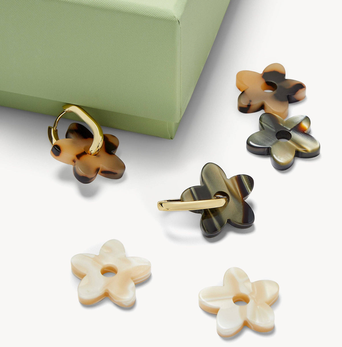 Petite Flower Charm Set in Neutrals