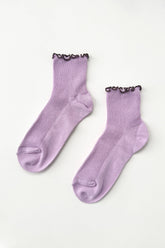 The Petite Ruffled Modal Socks Lilac / Brown