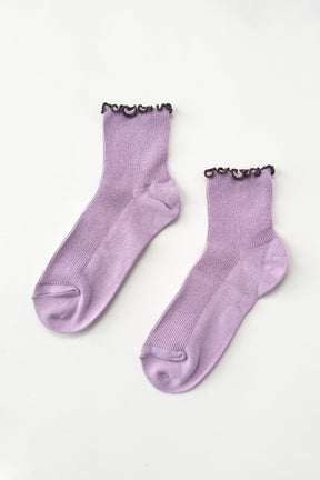 The Petite Ruffled Modal Socks Lilac / Brown