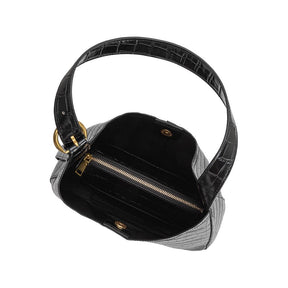 Stefanie Black Recycled Vegan Leather Shoulder Bag