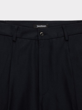 Pleated Trouser in Black Wool