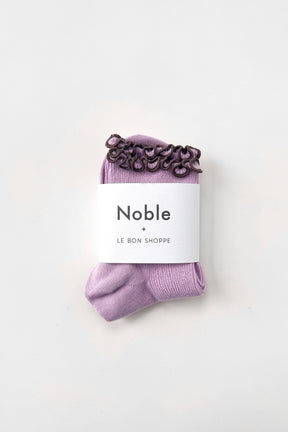 The Petite Ruffled Modal Socks Lilac / Brown