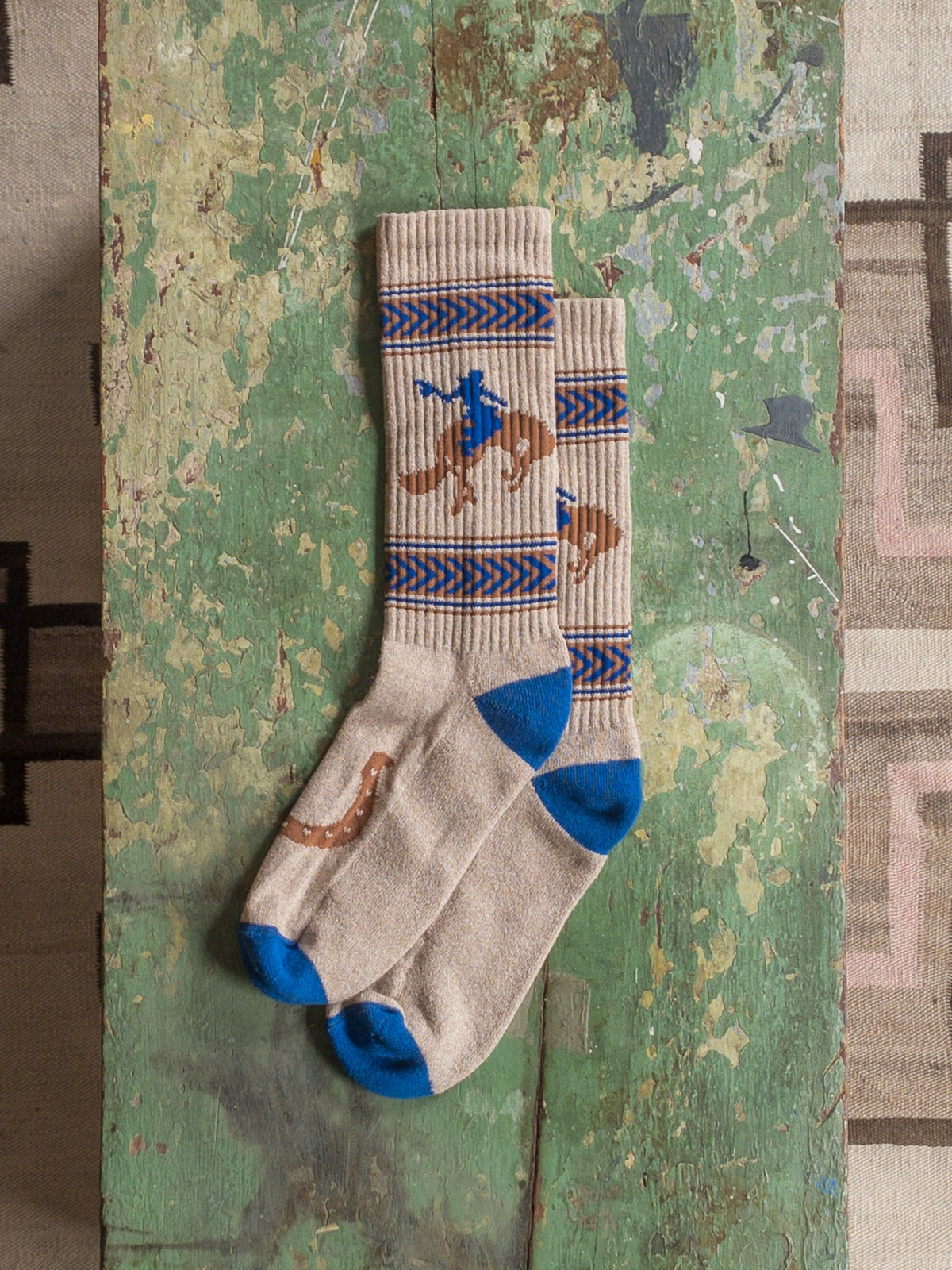 Recycled Cotton Jacquard Socks in Bucking Bronc