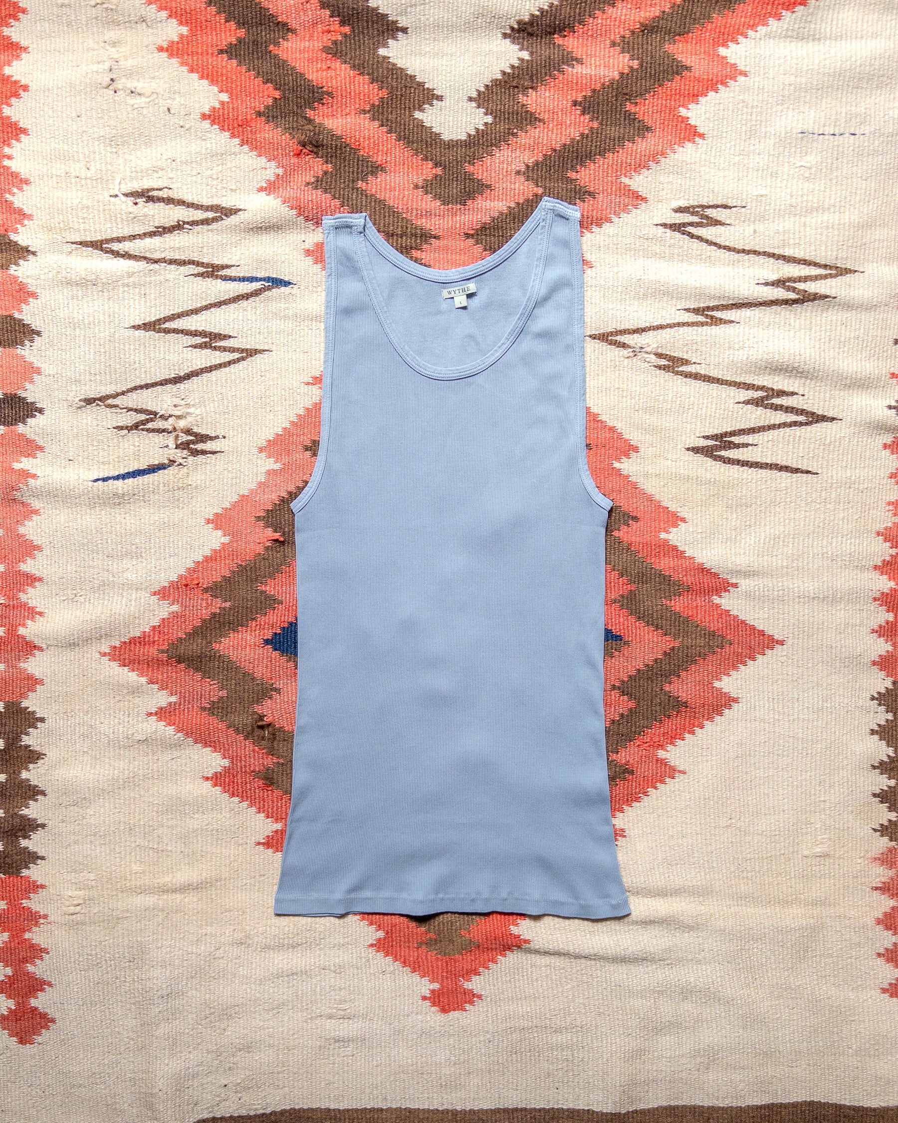 Tubular Ribbed Knit Tank Top in Indigo