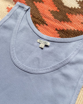 Tubular Ribbed Knit Tank Top in Indigo